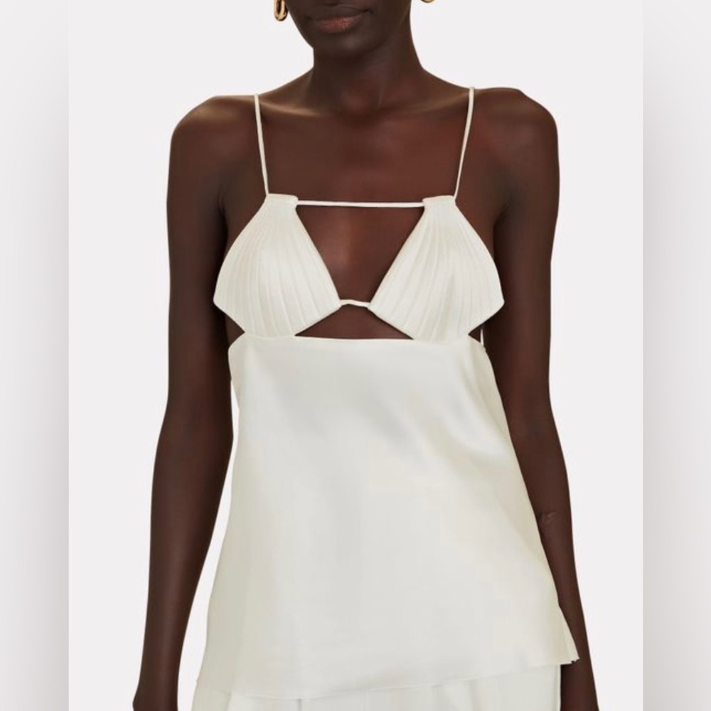 Bevza white mermaid charmeuse top XS